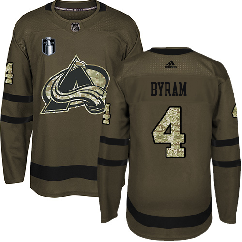 Adidas Colorado Avalanche #4 Bowen Byram Green 2022 Stanley Cup Final Patch Salute to Service Stitched NHL Jersey Men’s