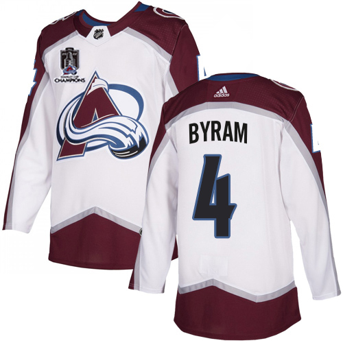 Adidas Colorado Avalanche #4 Bowen Byram White 2022 Stanley Cup Champions Road Authentic Stitched NHL Jersey Men’s