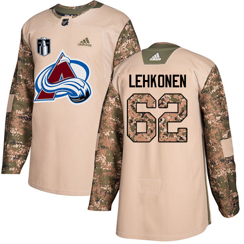 Adidas Colorado Avalanche #62 Artturi Lehkonen Camo 2022 Stanley Cup Final Patch Authentic Veterans Day Stitched NHL Jersey Men’s