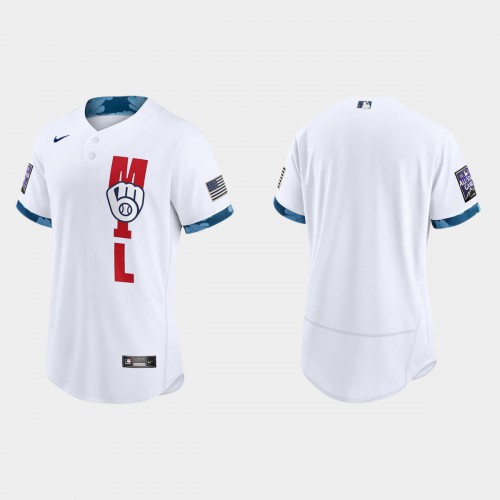 Milwaukee Milwaukee Brewers 2021 Mlb All Star Game Authentic White Jersey Men’s