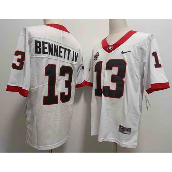 Men Georgia Bulldogs #13 Stetson Bennett IV White College Football Game Jersey