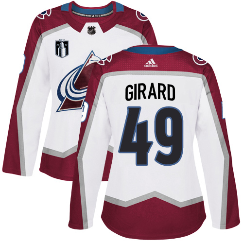 Adidas Colorado Avalanche #49 Samuel Girard White Women’s 2022 Stanley Cup Final Patch Road Authentic Stitched NHL Jersey Womens