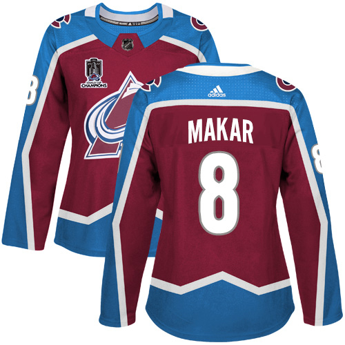 Adidas Colorado Avalanche #8 Cale Makar Burgundy Women’s 2022 Stanley Cup Champions Burgundy Home Authentic Stitched NHL Jersey Womens