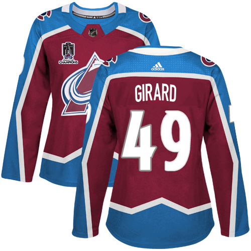 Adidas Colorado Avalanche #49 Samuel Girard Burgundy Women’s 2022 Stanley Cup Champions Burgundy Home Authentic Stitched NHL Jersey Womens