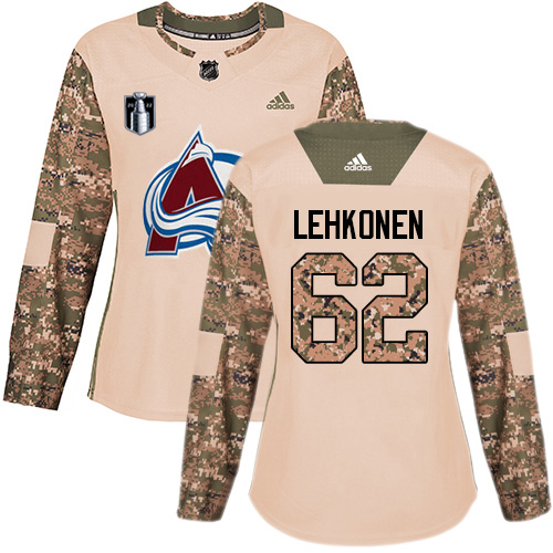 Adidas Colorado Avalanche #62 Artturi Lehkonen Camo Women’s 2022 Stanley Cup Final Patch Authentic Veterans Day Stitched NHL Jersey Womens