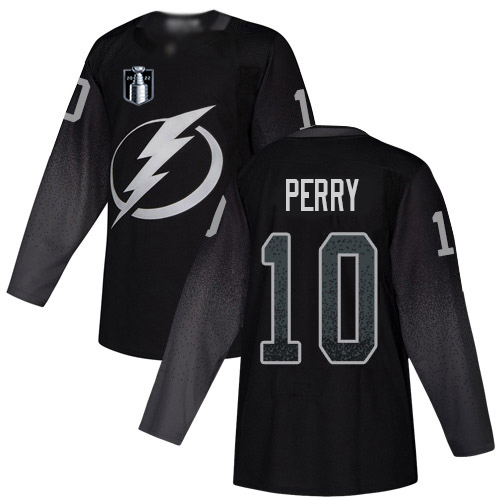 Adidas Tampa Bay Lightning #10 Corey Perry Black 2022 Stanley Cup Final Patch Alternate Authentic Stitched Youth NHL Jersey Youth