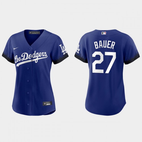 Los Angeles Los Angeles Dodgers #27 Trevor Bauer Nike Women’s 2021 City Connect MLB Jersey Royal Womens