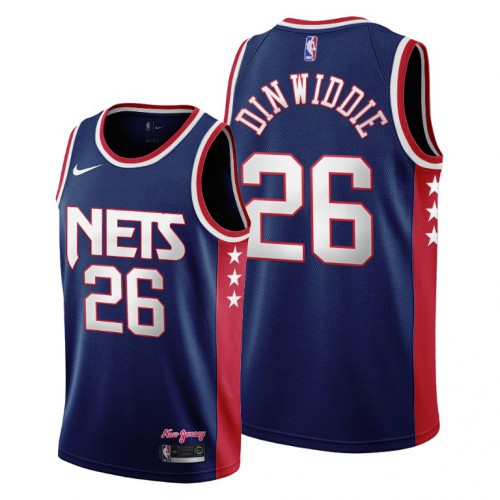 Brooklyn Brooklyn Nets #26 Spencer Dinwiddie Women’s 2021-22 City Edition Throwback 90s Wordmark Navy NBA Jersey Womens