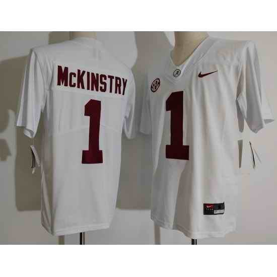 Men Alabama Crimson Tide #1 Ga'Quincy McKinstry White College Football Jersey