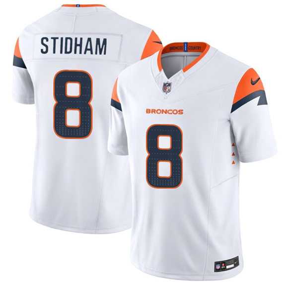 Men%27s Denver Broncos #8 Jarrett Stidham White 2025 F.U.S.E. Vapor Limited Stitched Jersey