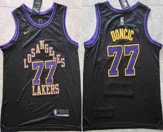 Men%27s Los Angeles Lakers #77 Luka Doncic Black 2025 City Swingman Jersey