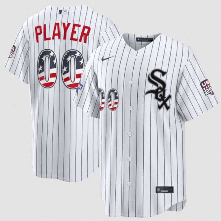 Men%27s Chicago White Sox Active Player Custom White 2026 All-Star Edition Stars & Stripes & USA 250 Fourth of July Home Stadium Stitched Baseball Jersey
