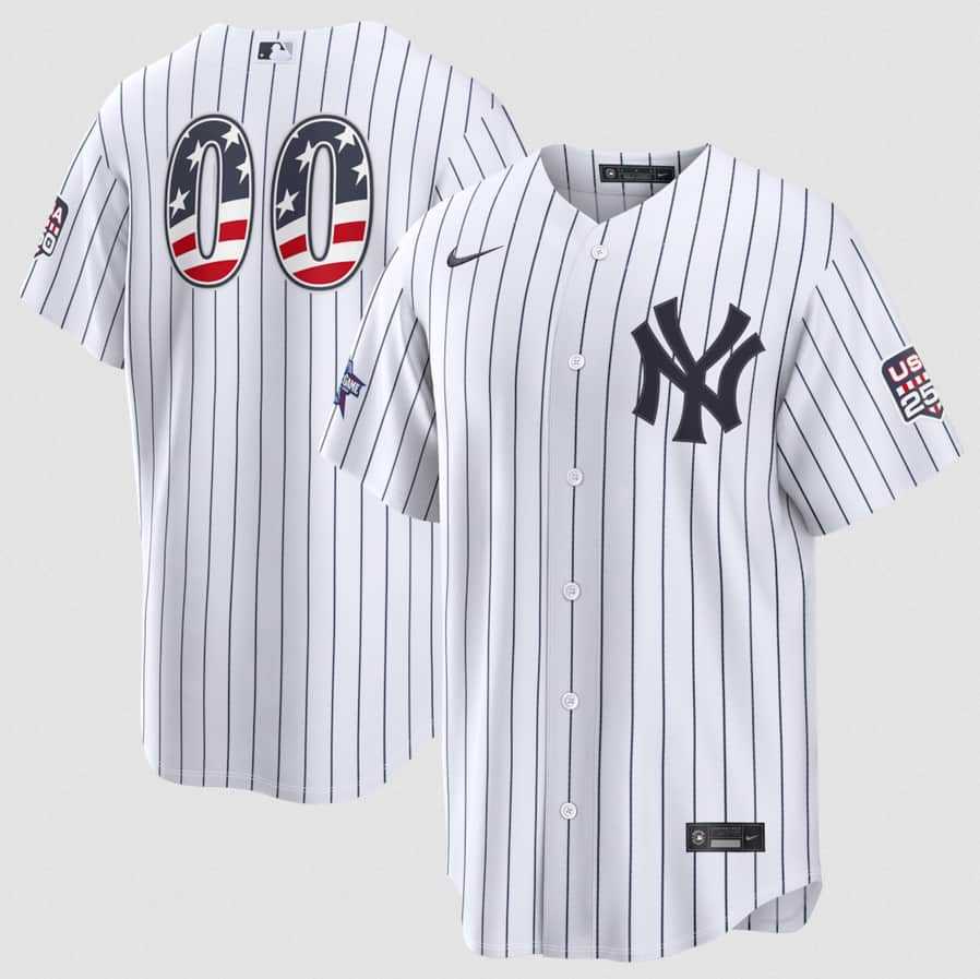 Men%27s New York Yankees ACTIVE PLAYER Custom White 2026 All-Star Edition Stars & Stripes & USA 250 Fourth of July Home Stadium Stitched Baseball Jersey
