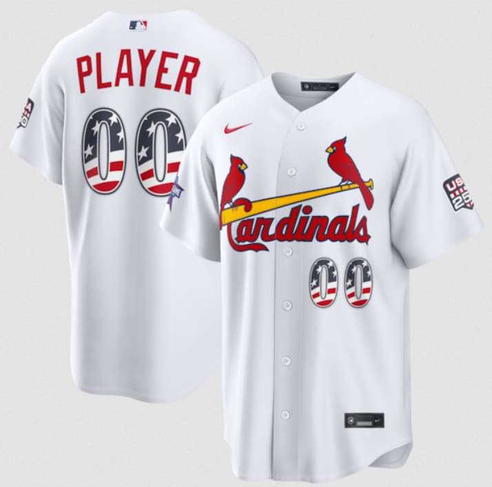 Men%27s St. Louis Cardinals Active Player Custom White 2026 All-Star Edition Stars & Stripes & USA 250 Fourth of July Home Stadium Stitched Baseball Jersey