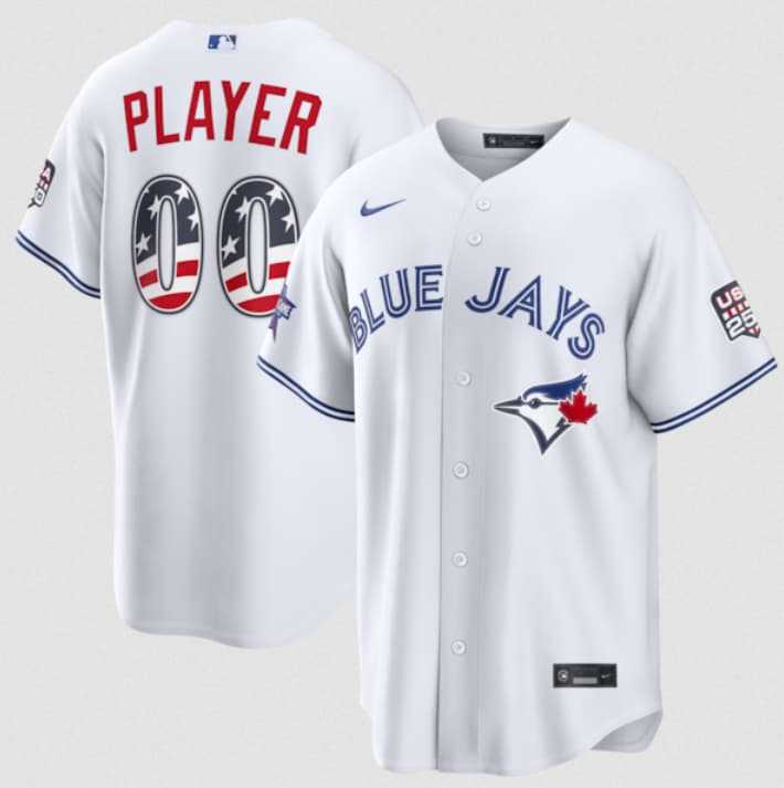 Men%27s Toronto Blue Jays Active Player Custom White 2026 All-Star Edition Stars & Stripes & USA 250 Fourth of July Home Stadium Stitched Baseball Jersey