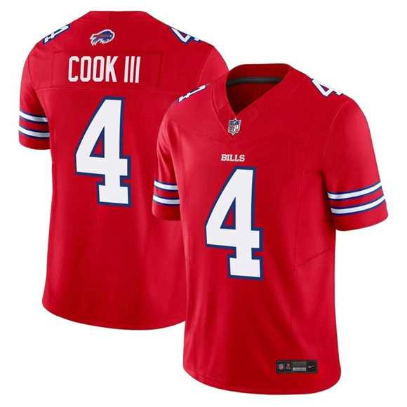 Men%27s Buffalo Bills #4 James Cook III Red 2025 F.U.S.E. Vapor Untouchable Limited Stitched Jersey Dzhi