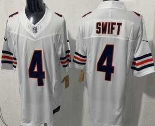 Men%27s Chicago Bears #4 D%27Andre Swift Limited White FUSE Vapor Stitched Jersey