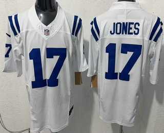 Men%27s Indianapolis Colts #17 Daniel Jones Limited White FUSE Vapor Stitched Jersey