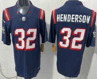 Men%27s New England Patriots #32 TreVeyon Henderson Limited Navy Rivalries FUSE Vapor Stitched Jersey