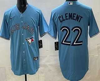 Men%27s Toronto Blue Jays #22 Ernie Clement Light Blue Cool Base Jersey