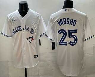 Men%27s Toronto Blue Jays #25 Daulton Varsho White Cool Base Jersey