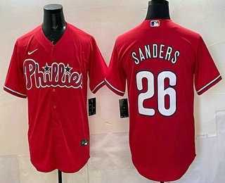 Men%27s Philadelphia Phillies #26 Ben Sanders Red Cool Base Stitched Jersey