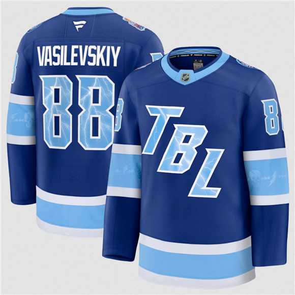 Men%27s Tampa Bay Lightning #88 Andrei Vasilevskiy Blue 2026 Stadium Series Stitched Jersey Dzhi
