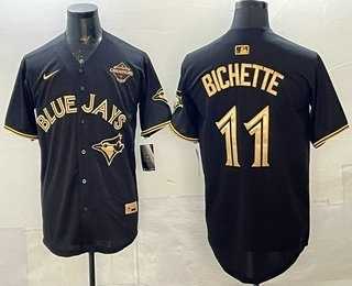 Men%27s Toronto Blue Jays #11 Bo Bichette Black Gold 2025 American League Champions Limited Stitched Jersey Dzhi