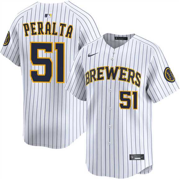 Men%27s Milwaukee Brewers #51 Freddy Peralta White Alternate Limited Stitched Jersey Dzhi