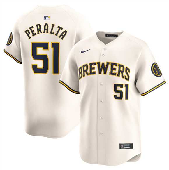Men%27s Milwaukee Brewers #51 Freddy Peralta Cream Limited Stitched Jersey Dzhi