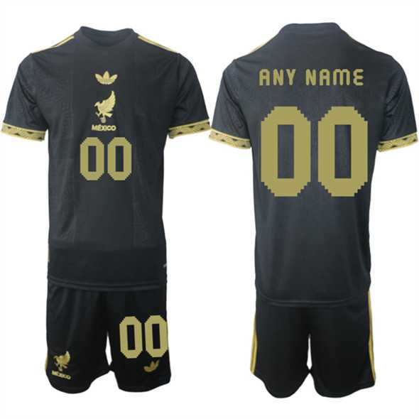 Men%27s Mexico Custom Black Gold 25-26 Soccer Jersey Suit