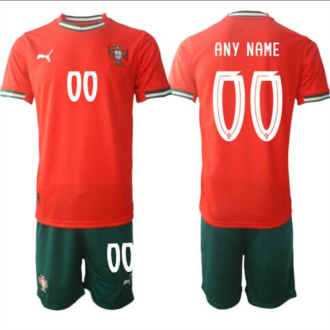 Men%27s Portugal Team Custom 2025 Red Home Soccer Jersey Suit