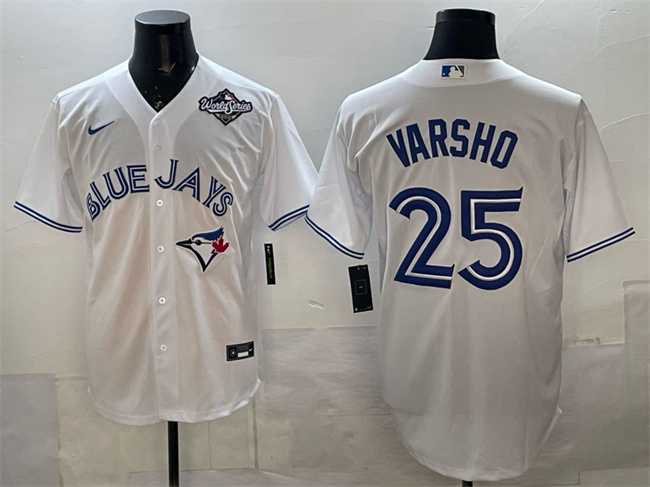 Men%27s Toronto Blue Jays #25 Daulton Varsho White 2025 World Series Home Cool Base Stitched Jersey