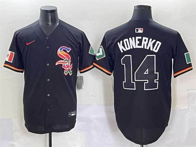 Men%27s Chicago White Sox #14 Paul Konerko Black Mexico Limited Stitched Jersey