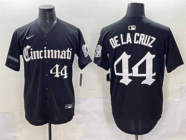 Men%27s Cincinnati Reds #44 Elly De La Cruz Black %27Gothic Queen City Edition%27 Vapor Premier Limited Stitched Baseball Jersey