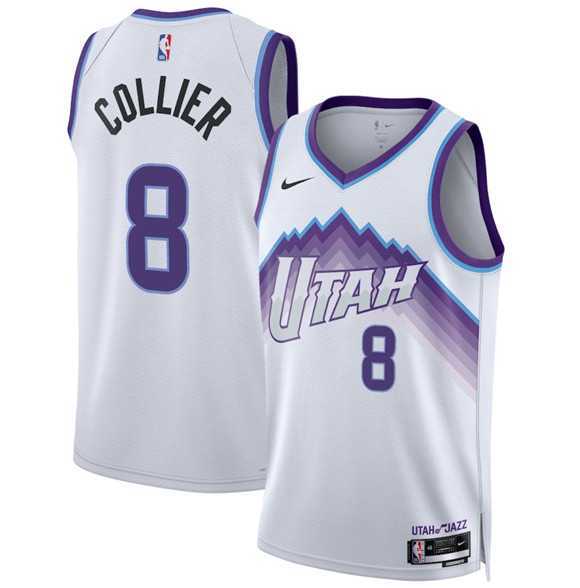 Men%27s Utah Jazz #8 Isaiah Collier White 2025 Association Edition Stitched Jersey Dzhi