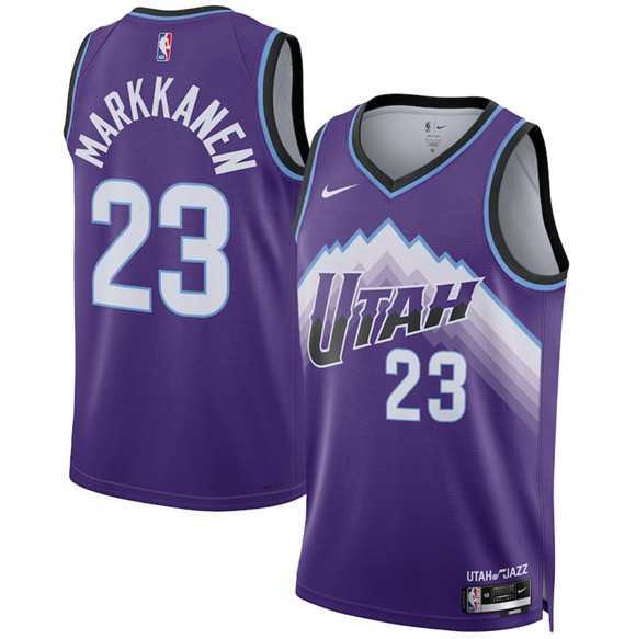 Men%27s Utah Jazz #23 Lauri Markkanen Purple 2025 Icon Edition Stitched Jersey Dzhi