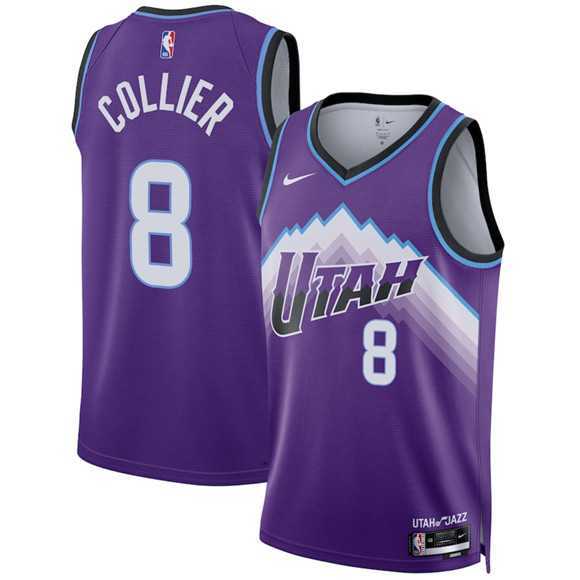 Men%27s Utah Jazz #8 Isaiah Collier Purple 2025 Icon Edition Stitched Jersey Dzhi