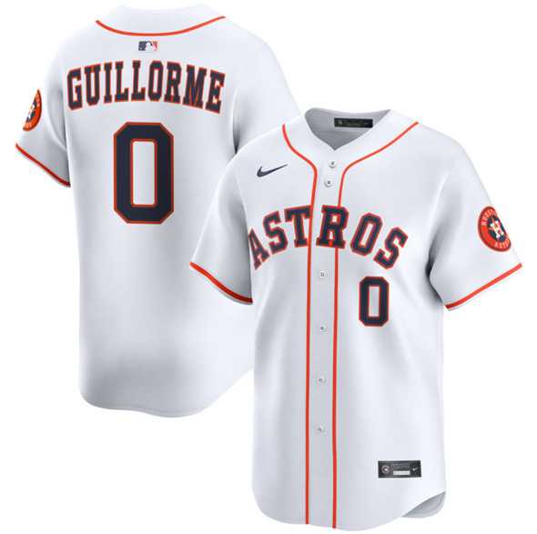 Men%27s Houston Astros #0 Luis Guillorme White 2025 Home Limited Stitched Baseball Jersey Dzhi