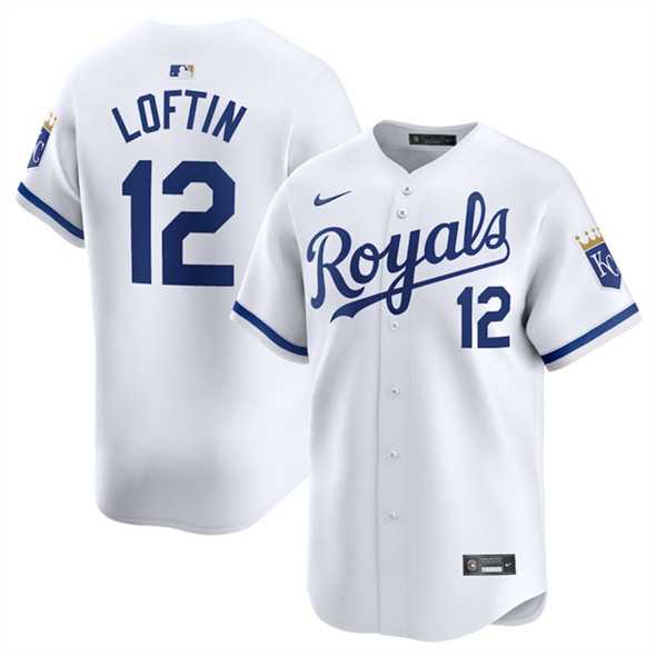 Men%27s Kansas City Royals #12 Nick Loftin White 2024 Home Limited Stitched Baseball Jersey Dzhi