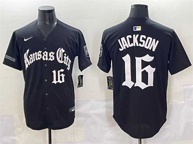 Men%27s Kansas City Royals #16 Bo Jackson Black %27Gothic Crown Edition%27 Vapor Premier Limited Stitched Baseball Jersey
