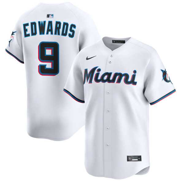Men%27s Miami Marlins #9 Xavier Edwards White 2024 Home Limited Stitched Baseball Jersey Dzhi