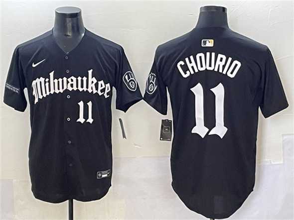 Men%27s Milwaukee Brewers #11 Jackson Chourio Black %27Gothic 414 Shadows Edition%27 Vapor Premier Limited Stitched Jersey