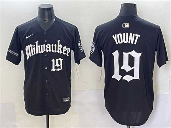 Men%27s Milwaukee Brewers #19 Robin Yount Black %27Gothic 414 Shadows Edition%27 Vapor Premier Limited Stitched Jersey