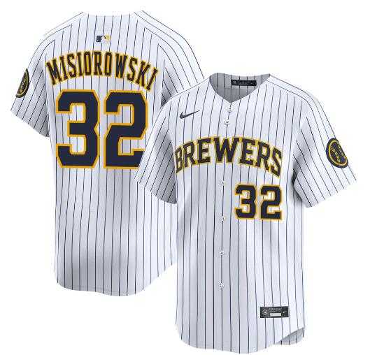 Men%27s Milwaukee Brewers #32 Jacob Misiorowski White Alternate Limited Stitched Baseball Jersey Dzhi