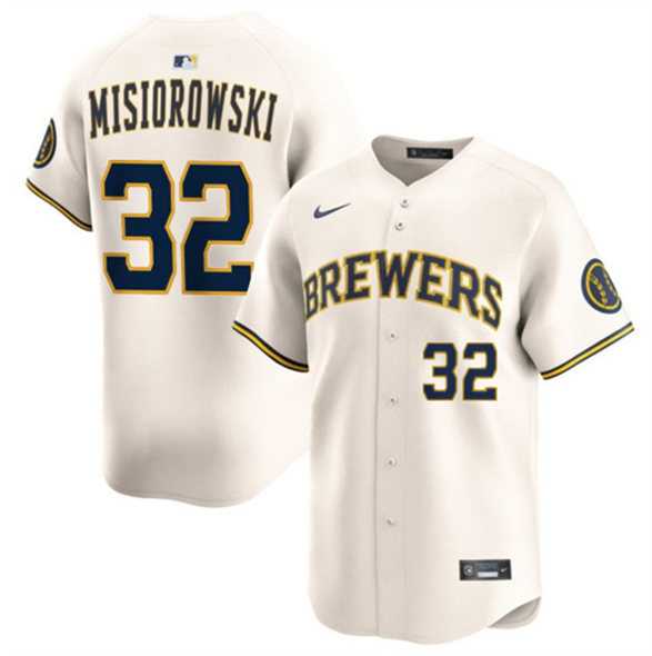 Men%27s Milwaukee Brewers #32 Jacob Misiorowski Cream 2025 Limited Stitched Baseball Jersey Dzhi