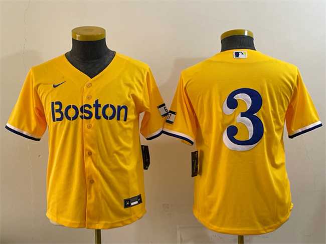Youth Boston Red Sox #3 Ceddanne Rafaela Gold City Connect Stitched Jersey