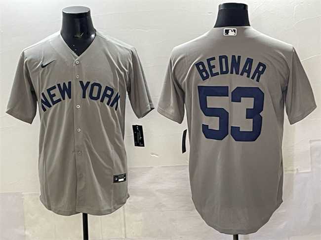 Men%27s New York Yankees #53 David Bednar Grey Stitched Jersey