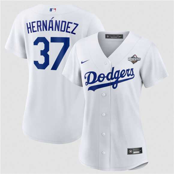 Women%27s Los Angeles Dodgers #37 Teoscar Hernandez White 2025 World Series Home Cool Base Stitched Jersey Dzhi