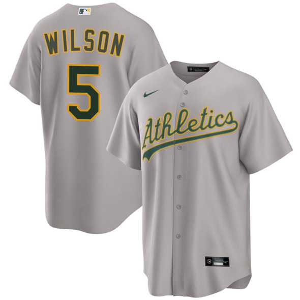 Men%27s Oakland Athletics #5 Jacob Wilson Gray 2024 Away Limited Stitched Jersey Dzhi